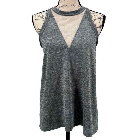 Athleta Utopia Mesh Racer Back Tank Top Grey Heather Size Small - Picture 2 of 7